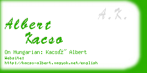 albert kacso business card